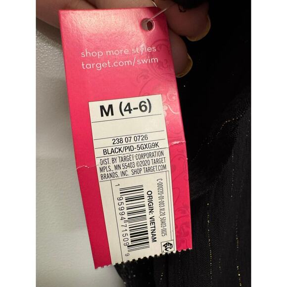 Xhilaration Black/Gold V-Neck Beach Swim Cover Up Tunic Top Size Medium NWT - Picture 4 of 7